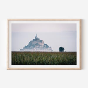 Mont Saint-Michel Wall Art - French Fine Art Print, Misty Castle Photography, Dreamy Landscape Decor, Elegant European Travel Poster