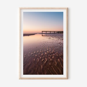 Serene Beach Sunset Print - Coastal Landscape Wall Art for Relaxing Home Spaces, Modern Nature Photography Decor for Living Room or Bedroom