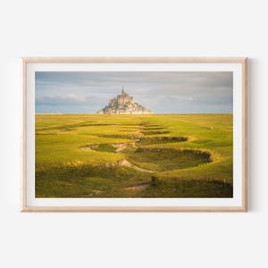 Rustic Landscape Photography Print – Mont Saint-Michel Art for Home Decor, Nature Wall Art, French Coastal Decor, Gift Ideas