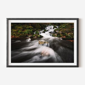 Luxury Waterfall Wall Art - Serene Forest Fine Art Print, Tranquil Nature Photography, Zen Landscape Decor, Elegant Flowing Water Print