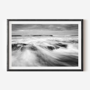 Black and White Ocean Wall Art – Fine Art Photography Print of Stormy Sea, Minimalist Seascape Decor, Moody Coastal Home Poster