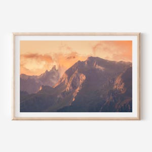 Sunset Mountain Wall Art Print - Captivating Landscape Photography for Nature-Inspired Home Decor, Modern Fine Art Wall Decoration
