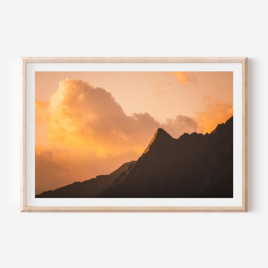 Luxury Mountain Wall Art - Golden Hour Fine Art Print, Majestic Sunset ...