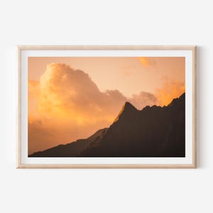 Luxury Mountain Wall Art - Golden Hour Fine Art Print, Majestic Sunset Peaks, Serene Landscape Photography, Elegant Nature-Inspired Decor