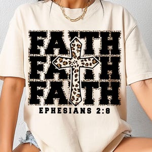 Faith Cross Sublimation PNG, Leopard Print Christian PNG, Faith-Based Shirt Design, Inspirational Religious Scripture Png, Digital Download