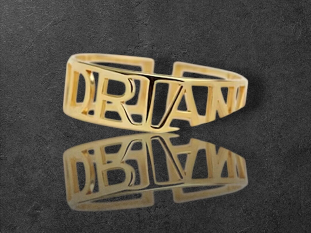 Personalized Engraved Letter Ring Stainless Steel Custom Engagement ...
