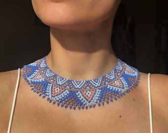 Handmade seed beads necklace, collar necklace