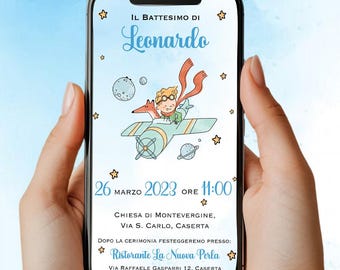 Digitale Einladung Taufe Kleiner Prinz - Junge/Mädchen - Whatsapp/Digitale Einladung