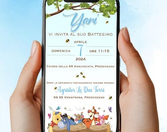 Digitale Einladung Taufe Winnie the Pooh - Junge/Mädchen - Whatsapp/Digital Invitation