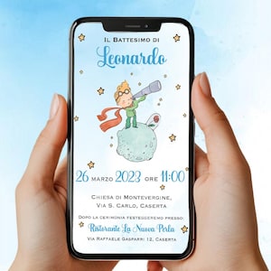 Invito Digitale Battesimo Piccolo Principe - Bimbo/a - Invito Whatsapp/Digitale