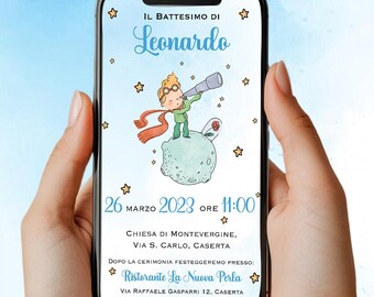 Digitale Einladung Taufe Kleiner Prinz - Junge/Mädchen - Whatsapp/Digitale Einladung