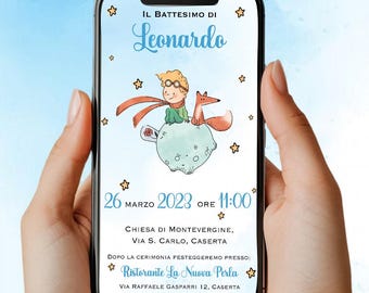 Digitale Einladung Taufe Kleiner Prinz - Junge/Mädchen - Whatsapp/Digitale Einladung