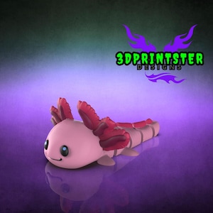 Axolotl Articulated | Flexi | 3D Print File | STL Digital File | Poseable Axolotl Figurine Design | 3mf