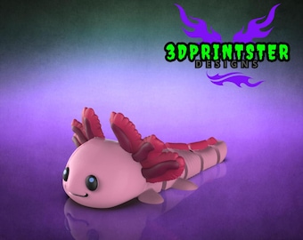 Articulated Axolotl 3D Print File: Poseable Figurine (STL, 3MF Digital File)