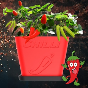 Chilli Herb Pot Planter - Grow Organic Herbs in Your Kitchen - Indoor Gardening .STL file for 3d printing
