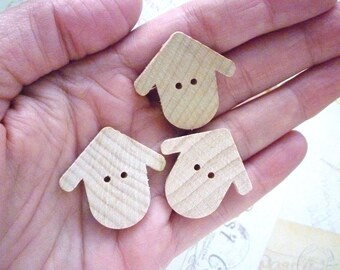 CLEARANCE Birdhouse Shaped Wooden Buttons - Chickadee Chalet Round - Pack of 10