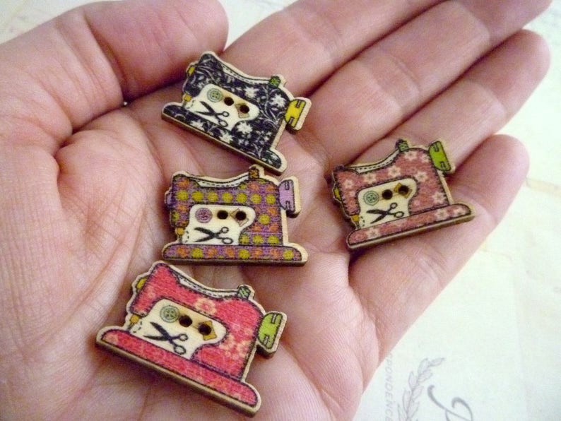 Wooden Buttons Colourful Sewing Machine Buttons 25mm Two - Etsy Australia
