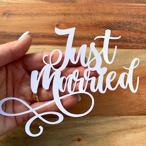 JUST MARRIED, gestanst, uitgesneden | Plakboeken | Kaarten maken | Knutselen | Fysiek product: kies je maat en kleur