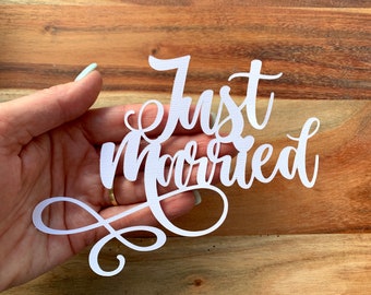 JUST MARRIED, Die Cut, Cut out | Scrapbooking | Card Making | Craft | Physical product - Choose your size and colour