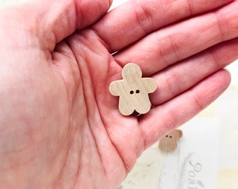 Gingerbread Man Wooden Buttons - Pack of 10 - CLEARANCE PRICE