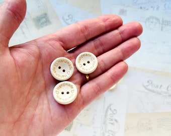 Wooden Buttons - 'Handmade' - Three Quarter Inch (20mm)