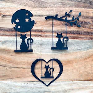 Silhouettes de chats noirs sur une balançoire, découpes | Fabrication de cartes | Scrapbooking