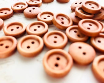 Light Brown Caramel Coloured Round Wooden Buttons - 13mm