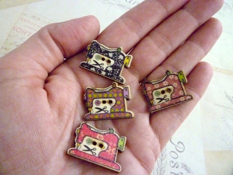 Wooden Buttons Colourful Sewing Machine Buttons 25mm Two - Etsy Australia