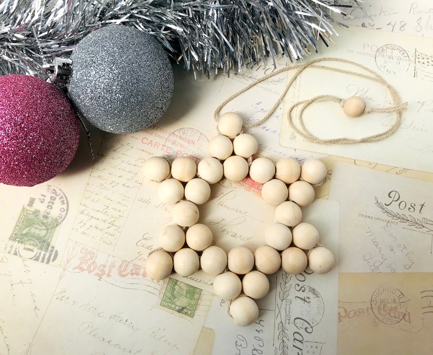 DIY Christmas Ornaments with Wood Beads  Diy christmas ornaments,  Christmas ornament crafts, Christmas crafts