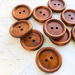 ONE INCH Round Dark Wooden Buttons - 25mm