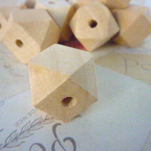 Geometric Wooden Beads - Natural - 20mm - Pack of 20