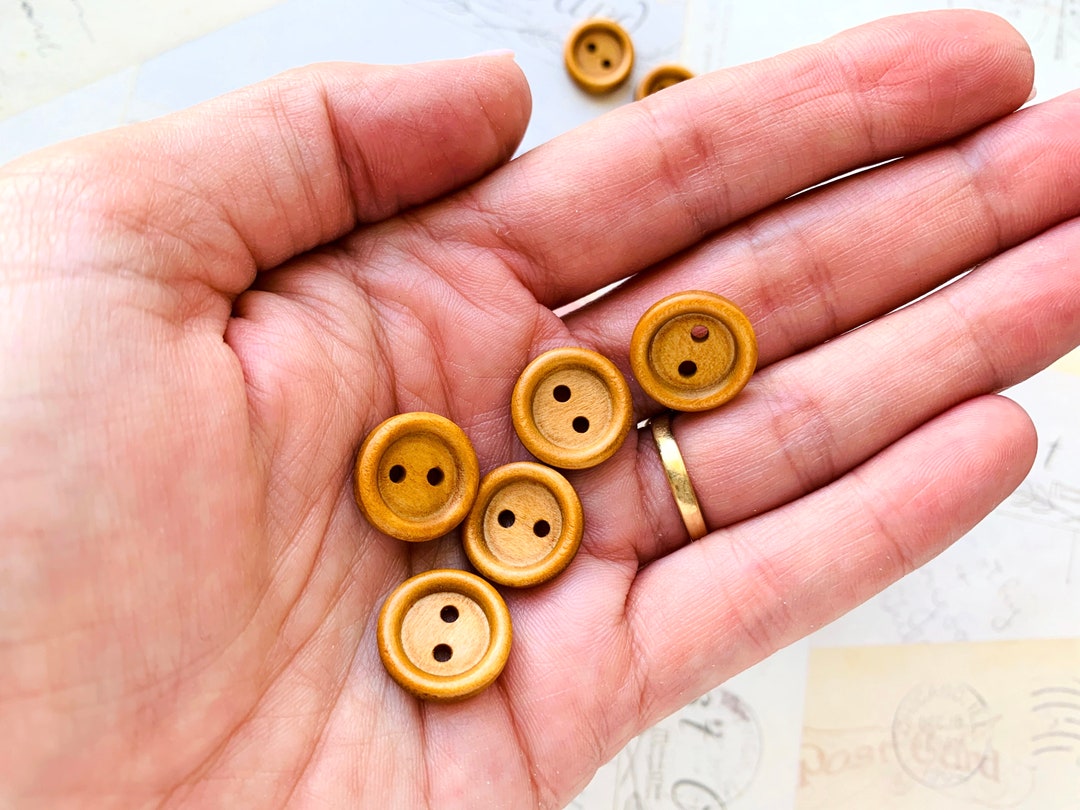 15mm Round Wooden Buttons, Caramel Coloured, Half Inch - Etsy