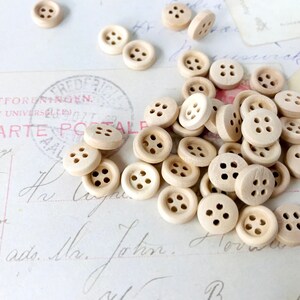 Wooden Buttons, 8 mm, 2 Holes, 50 pc