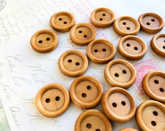 Round Wooden Buttons, 18mm - Caramel Coloured