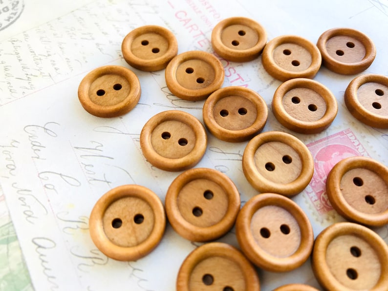 Small circular wooden buttons
