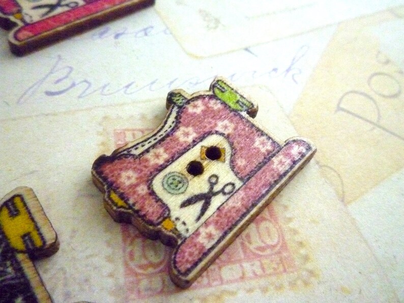 Wooden Buttons Colourful Sewing Machine Buttons 25mm Two - Etsy Australia
