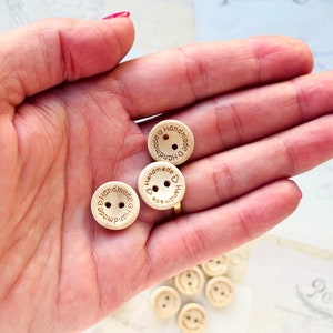 Half Inch Button Wooden Buttons, Half Inch (15mm) - 'handmade' - Light Wood, Round ...