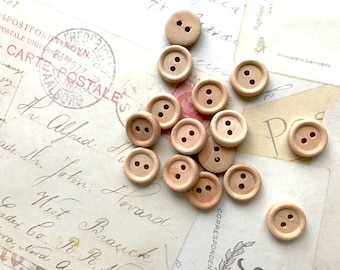 SMALL round natural wooden buttons - 13mm