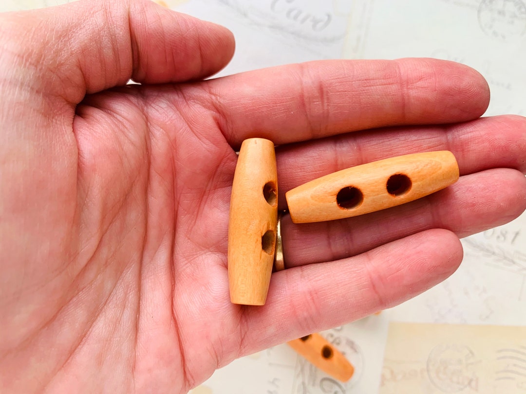 CARAMEL Coloured Wood Toggle Buttons, LARGE, Two Hole, Oval Buttons