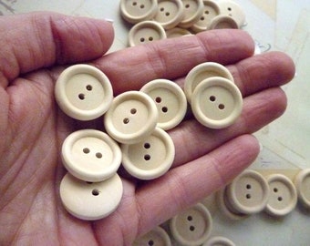 Wooden Buttons Round, 20mm, Three Quarter Inch - Light wood Button