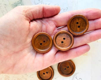 LARGE Round DARK Wood Buttons, 30mm