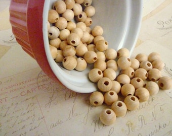 10mm Round Wooden Beads - Natural