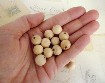 12mm Round Wooden Beads - Natural - Pack of 50