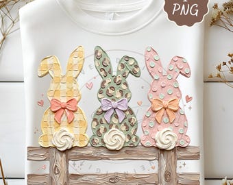 Hand-Painted Easter Bunnies png, Spring png, DTF, Leopard Checkered Patterns Coquette, Cute Funny Bunny Sublimation design, Trendy Shirt