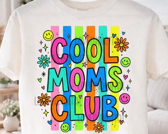 Cool Moms Club PNG, Mama PNG, Mom Life PNG, Spring Png, Whimsy Png, Girly Png, Dainty Png, Stripes Png, Neon mama png, Doodle Style png