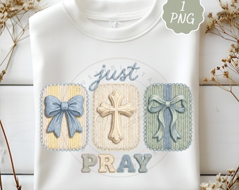 Just Pray Faux Yarn Crochet Png, Latch Hook Coquette Christian Knitted Shirt png, Retro Religious Sublimation Design, Boho Digital download
