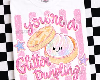 Everyday You're a Glitter Dumpling PNG Digital Design Girly Trendy Kid Design Women Pink Preppy Prep Print Watercolor Trending Stripes