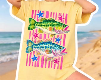 Preppy Fish Png, Summer Vibes, Trendy Summer png, Colorful Fish Graphic, Summer Beach Fishing Design, Colorful Summer Beach Fish Png