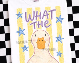 Funny What The Duck PNG Digital Design Girly Trendy Kid Design Women Pink Preppy Prep Print Summer Bay Coastal Watercolor Trending Stripes