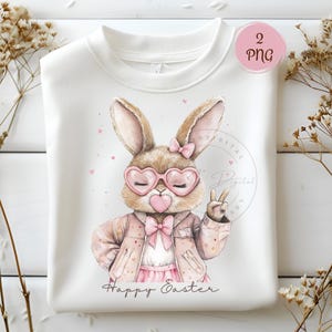 Happy Easter Bunny PNG, Coquette Easter Bunny Design, Easter Bunny PNG, Pink Bow Bunny Shirt Sublimation, Trendy Easter Day
